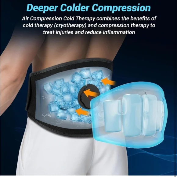 Auto Air Compression Cold Therapy with Large Back Brace & Ice Bag